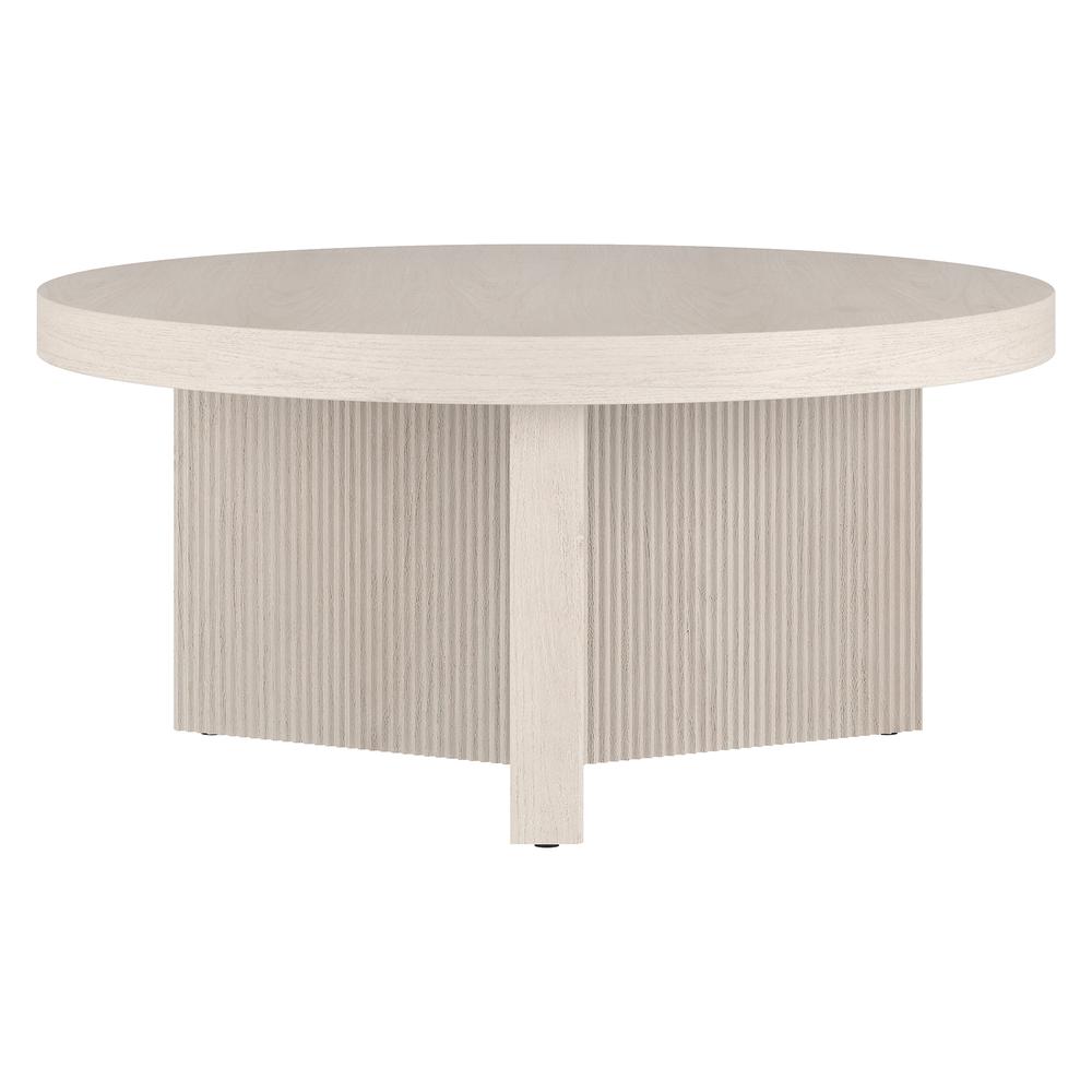 Holm 32" Wide Round Coffee Table in Alder White. Picture 2