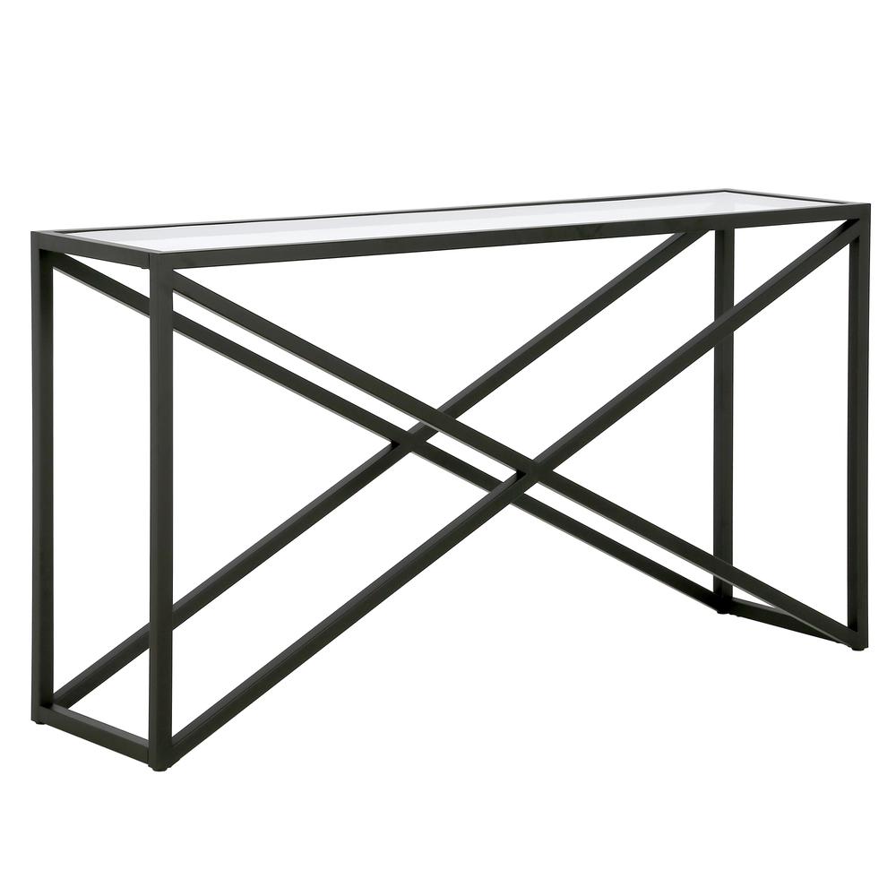 Calix 55'' Wide Rectangular Console Table in Blackened Bronze. Picture 1
