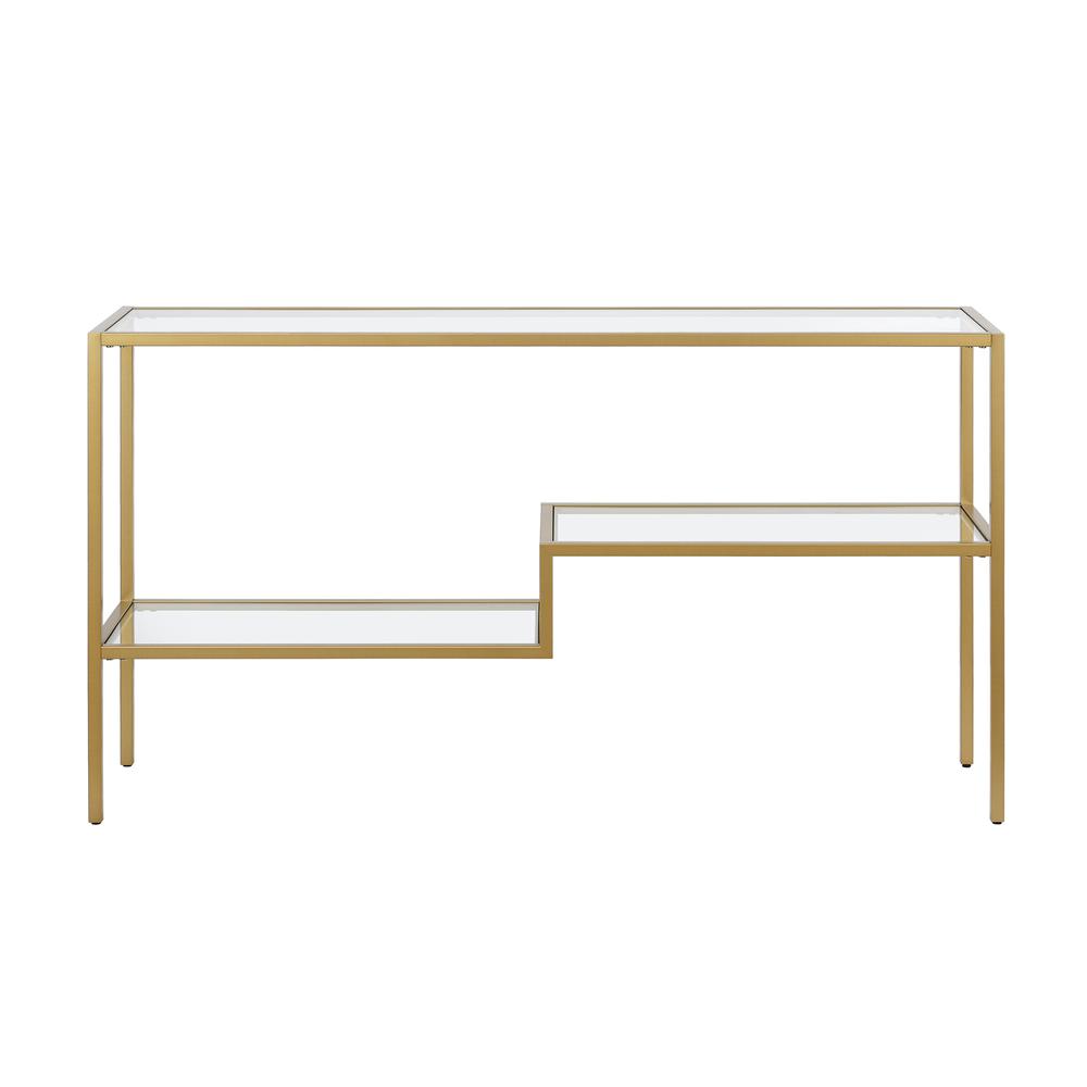 Lovett 55'' Wide Rectangular Console Table in Brass. Picture 3