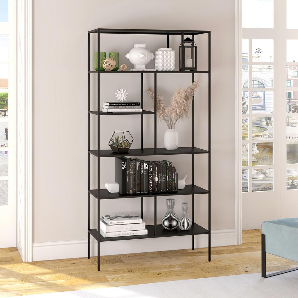 Winthrop 72'' Tall Rectangular Bookcase in Blackened Bronze. Picture 4