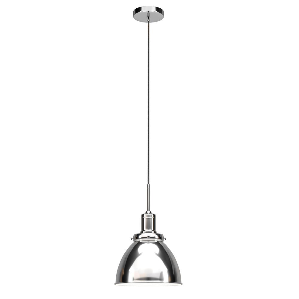 Madison 12" Wide Pendant with Metal Shade in Polished Nickel/Polished Nickel. Picture 3