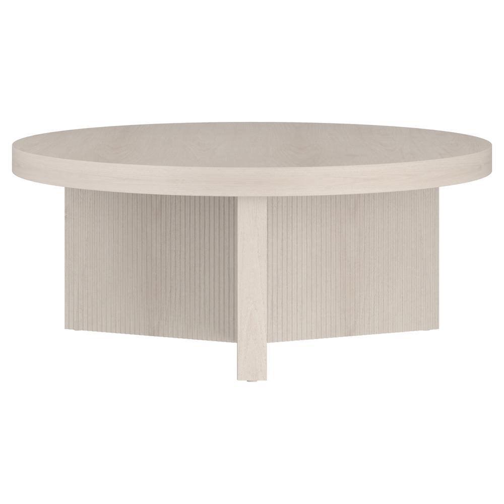 Holm 36" Wide Round Coffee Table in Alder White. Picture 2