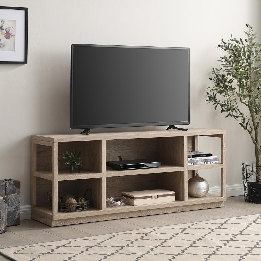 Freya Rectangular TV Stand for TV's up to 65" in White Oak. Picture 2