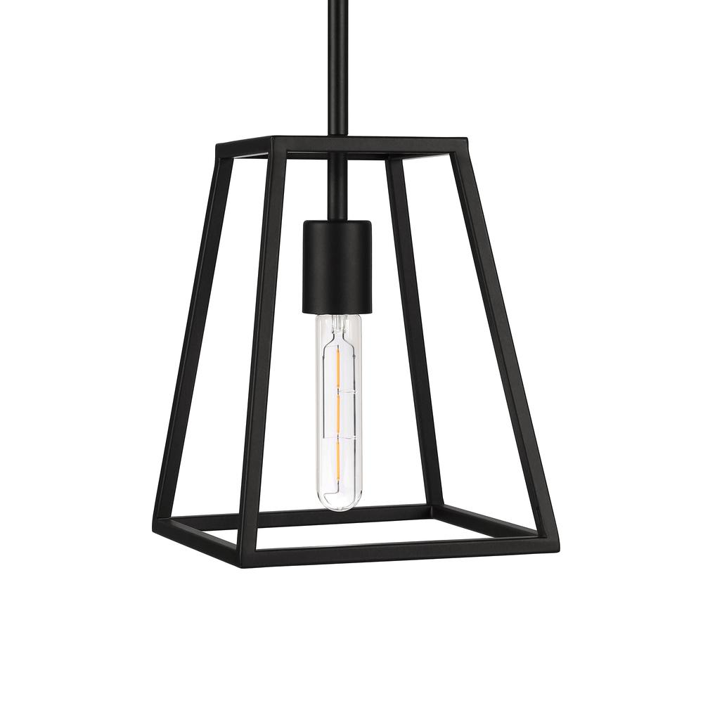 Rhom 8" Wide Open-Framed Pendant in Blackened Bronze/No Shade. Picture 1