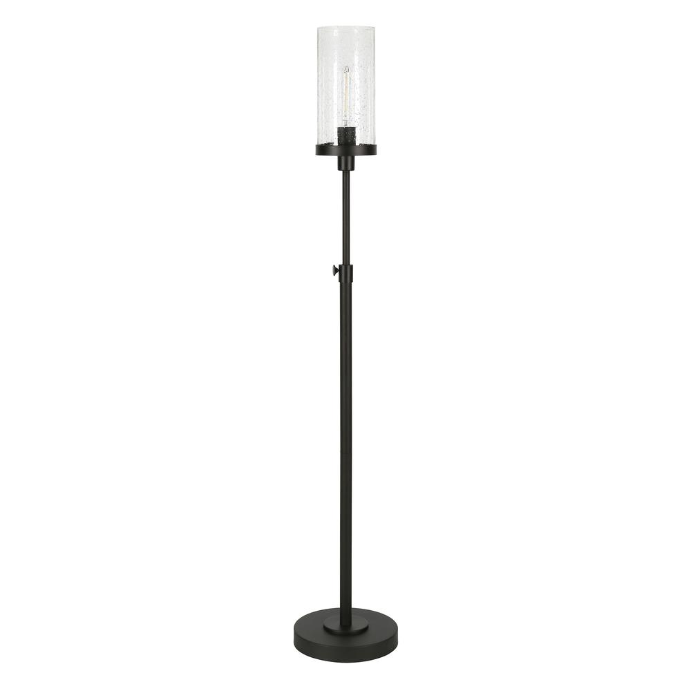 Frieda 66" Tall Floor Lamp with Glass Shade in Blackened Bronze/Seeded. The main picture.