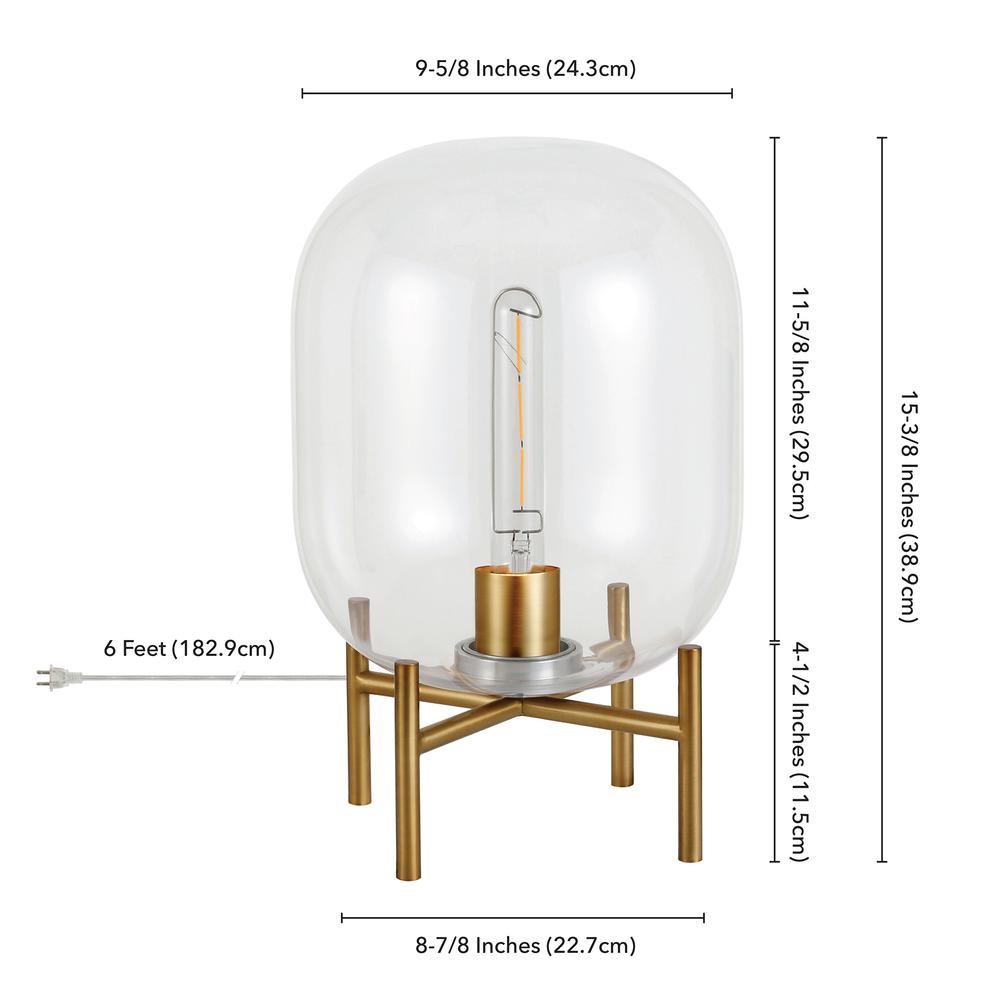 Edison 15.38" Tall Table Lamp with Glass Shade in Brass/Clear. Picture 4