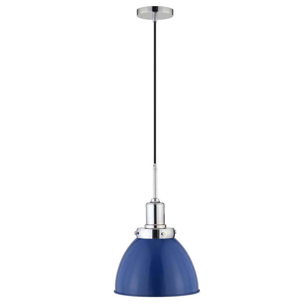 Madison 12" Wide Pendant with Metal Shade in Blue/Polished Nickel/Blue. Picture 4