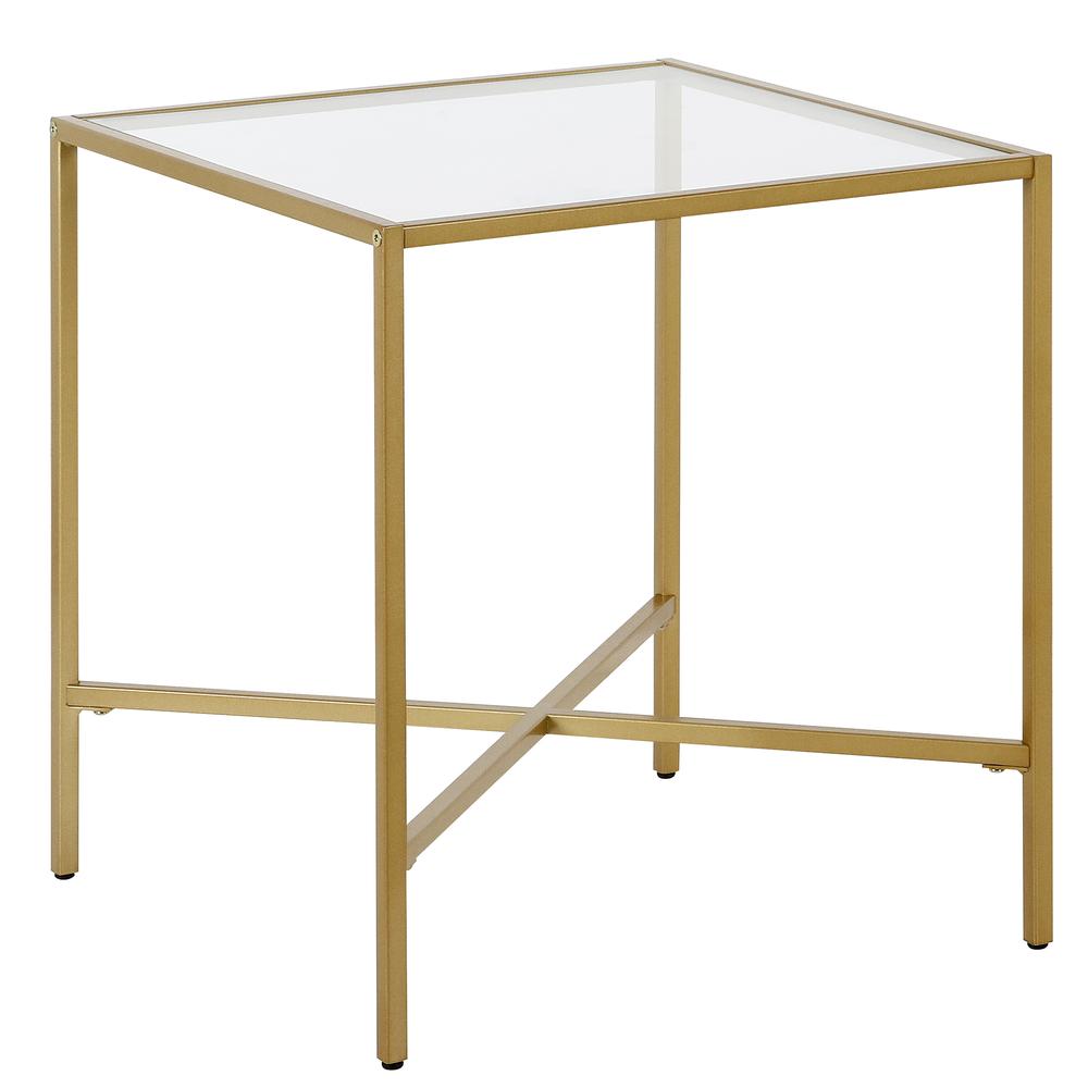 Henley 20'' Wide Square Side Table in Brass. Picture 1