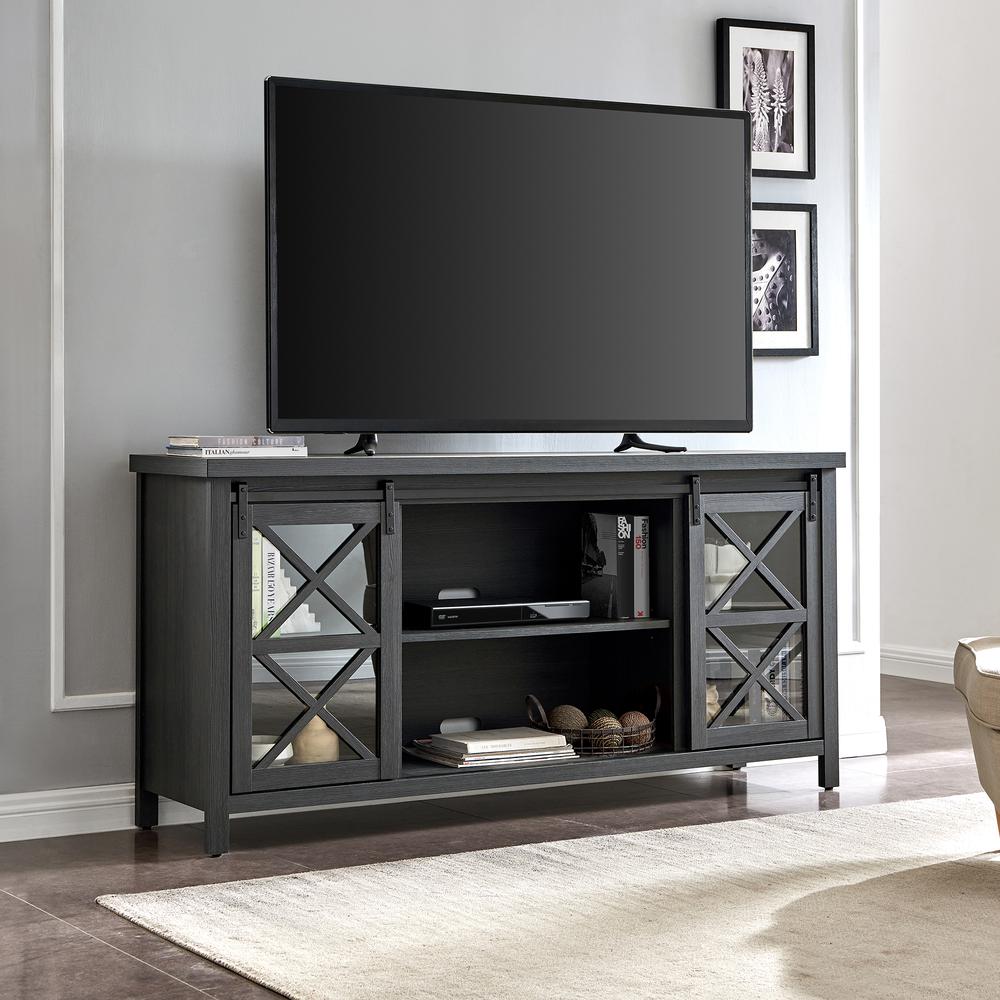 Clementine Rectangular TV Stand for TV's up to 80" in Charcoal Gray. Picture 2