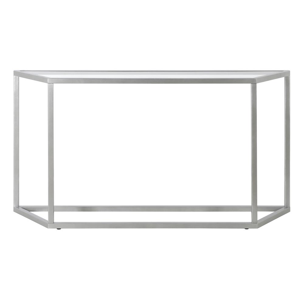 Levi 55'' Wide Trapezoid Console Table in Silver. Picture 3