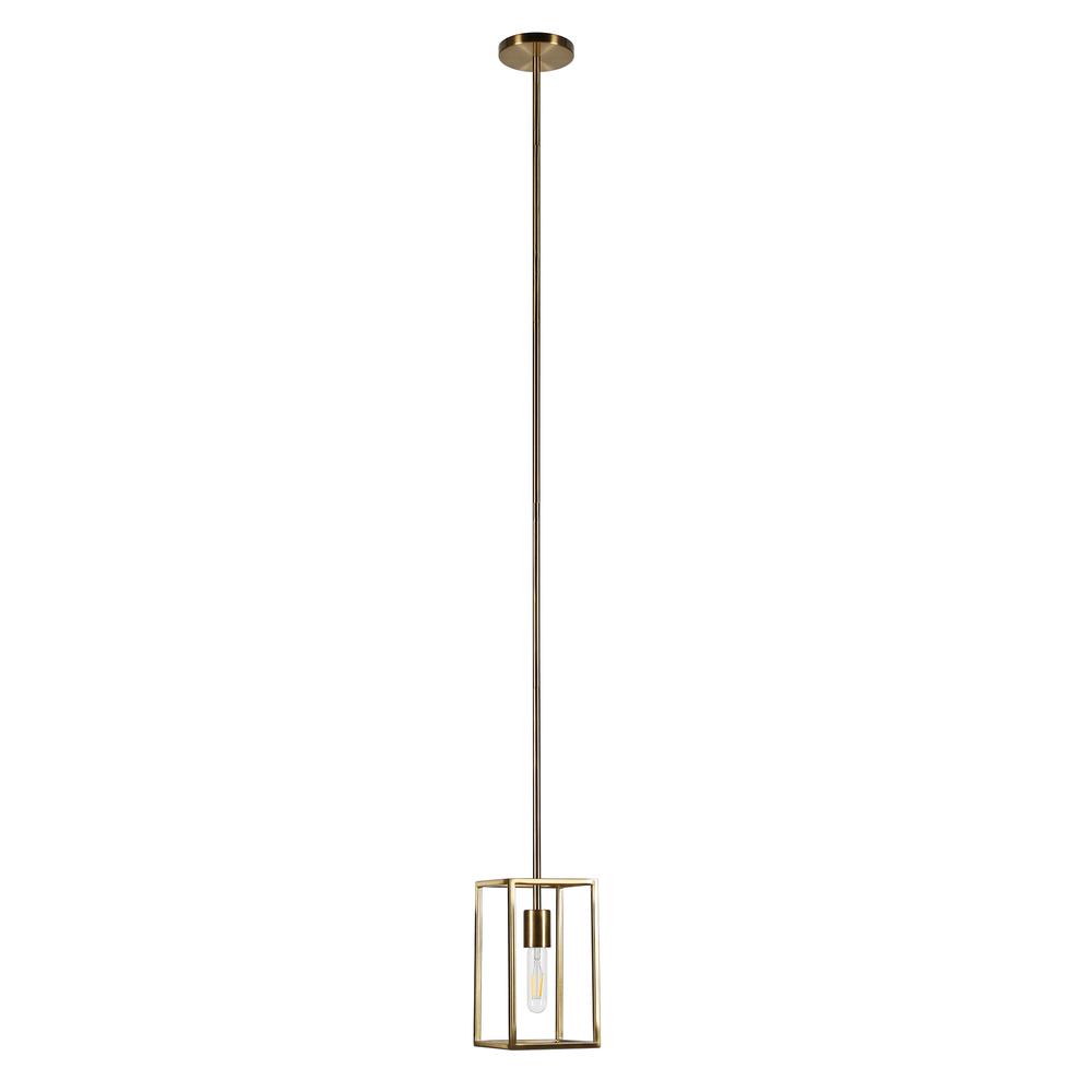 Cuadro 6" Wide Open-Framed Pendant in Brass/No Shade. Picture 1