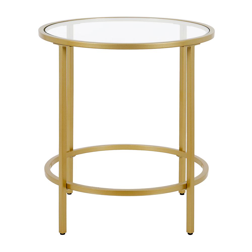 Sivil 20'' Wide Round Side Table in Brass. Picture 3