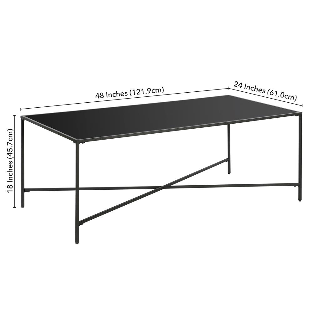 Henley 48'' Wide Rectangular Coffee Table with Metal Top in Blackened Bronze. Picture 6