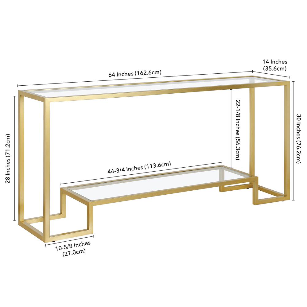 Athena 64'' Wide Rectangular Console Table in Gold. Picture 5