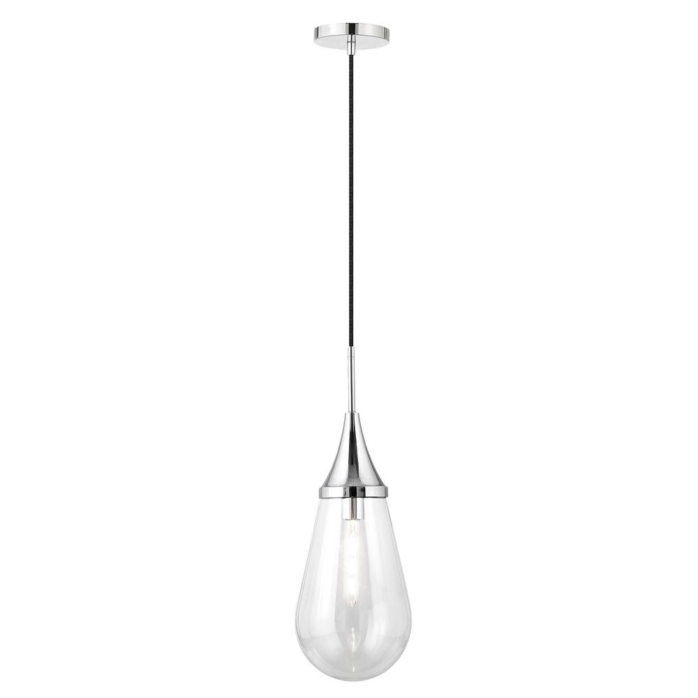 Ambrose 8.63" Wide Pendant with Glass Shade in Polished Nickel/Clear. Picture 3