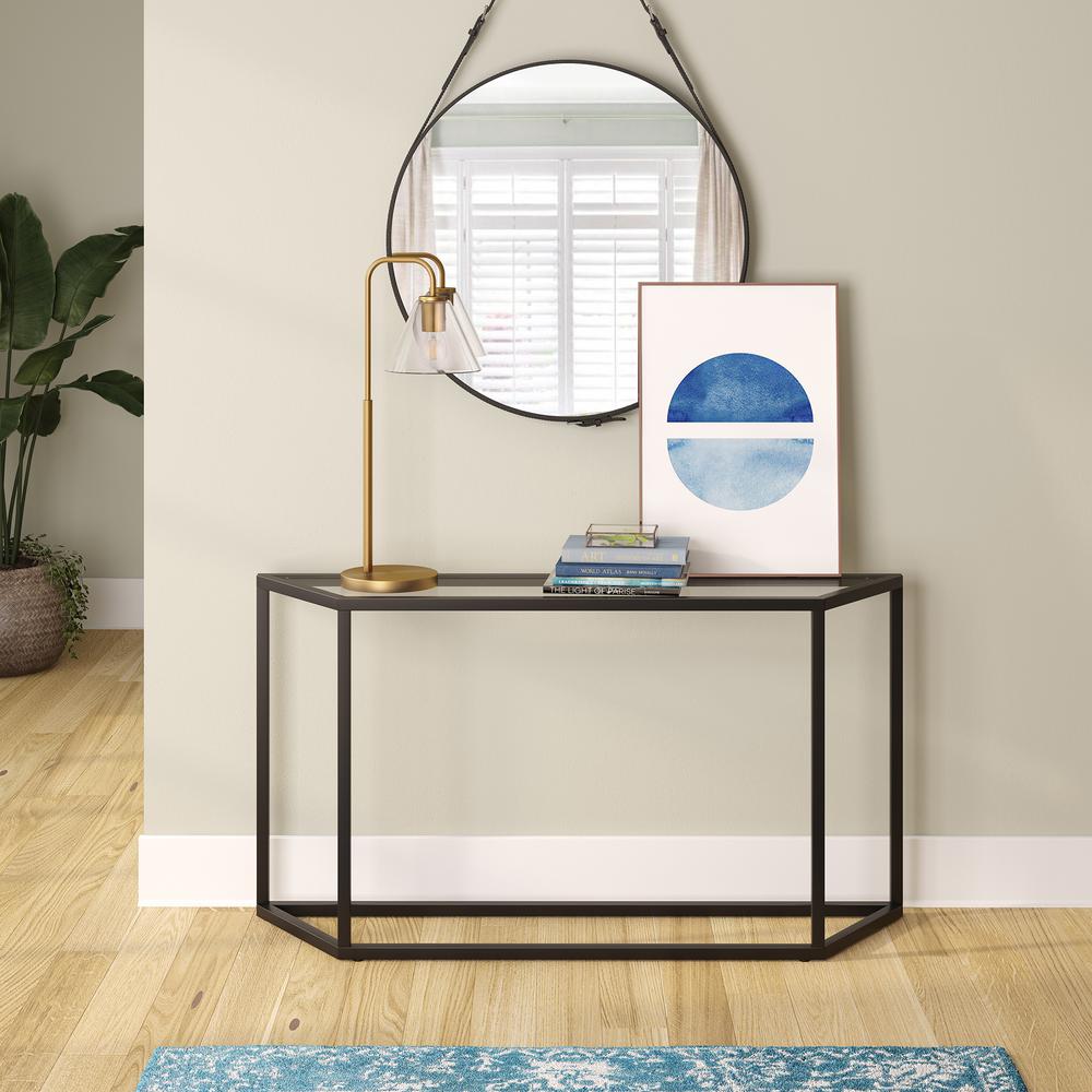 Levi 55'' Wide Trapezoid Console Table in Blackened Bronze. Picture 4