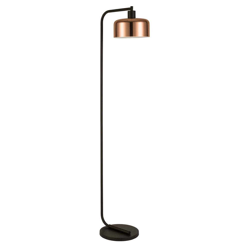 Cadmus 57" Tall Floor Lamp with Metal Shade in Blackened Bronze/Copper/Copper. Picture 1