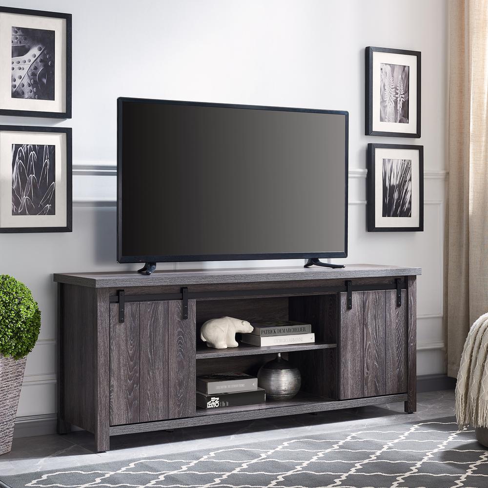 Deacon Rectangular TV Stand for TV's up to 65" in Burnished Oak. Picture 2