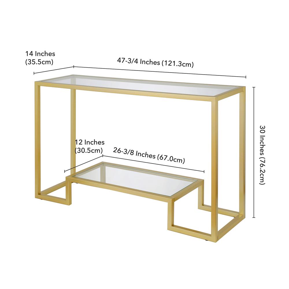 Athena 47.75'' Wide Rectangular Console Table in Brass. Picture 5