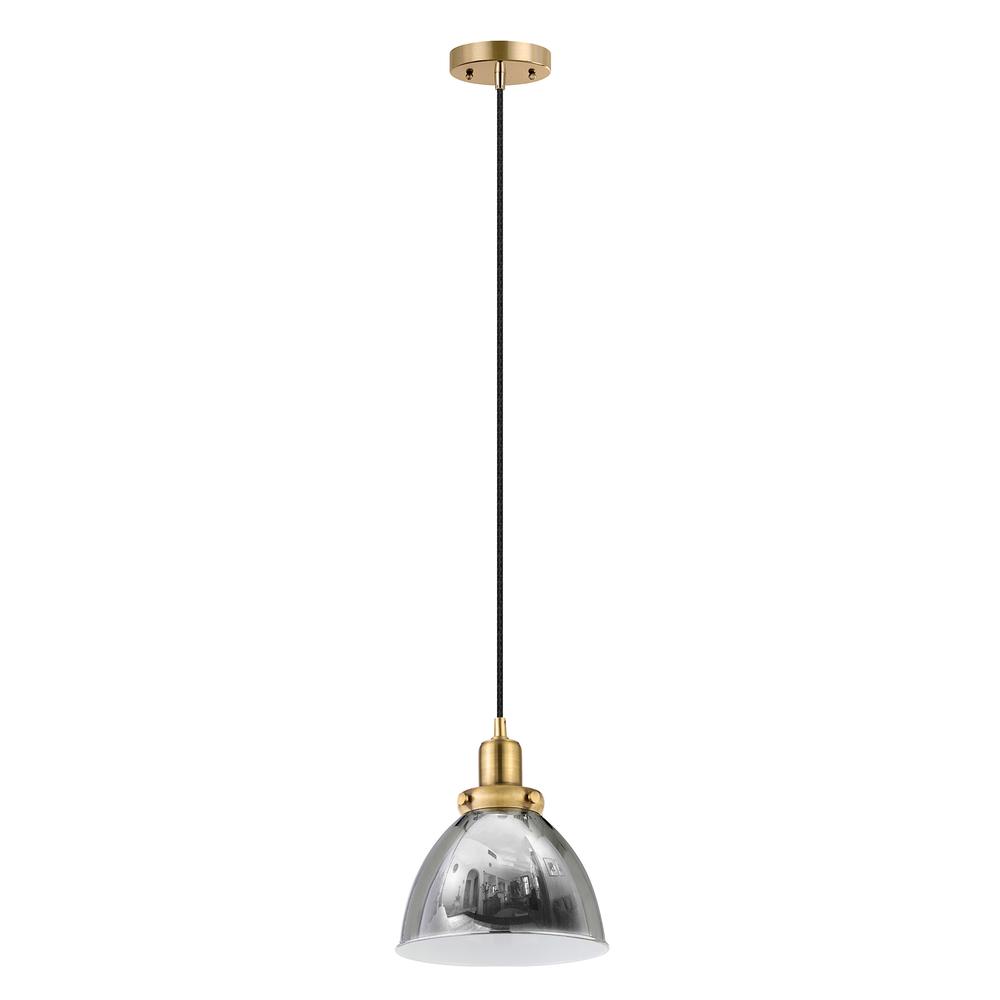 Madison 8" Wide Pendant with Metal Shade in Polished Nickel/Brass/Polished Nickel. Picture 3