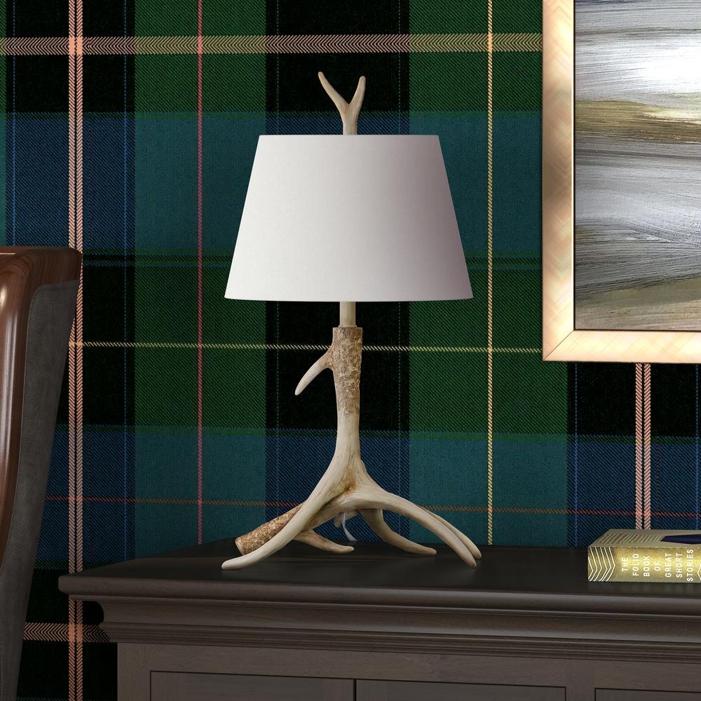 Ellsworth 27" Rustic Lodge Resin Antler Lamp with Fabric Shade. Picture 2