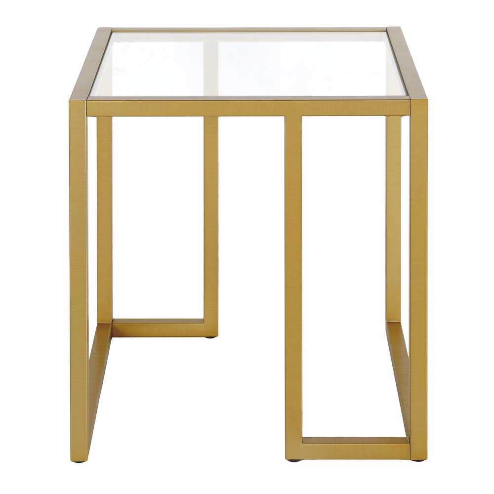 Oscar 20'' Wide Square Side Table in Brass. Picture 3