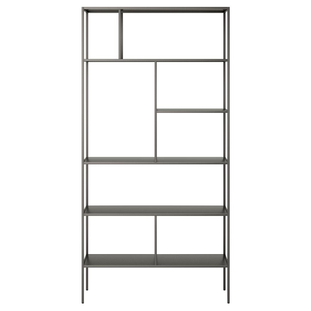 Winthrop 72'' Tall Rectangular Bookcase in Gunmetal Gray. Picture 3