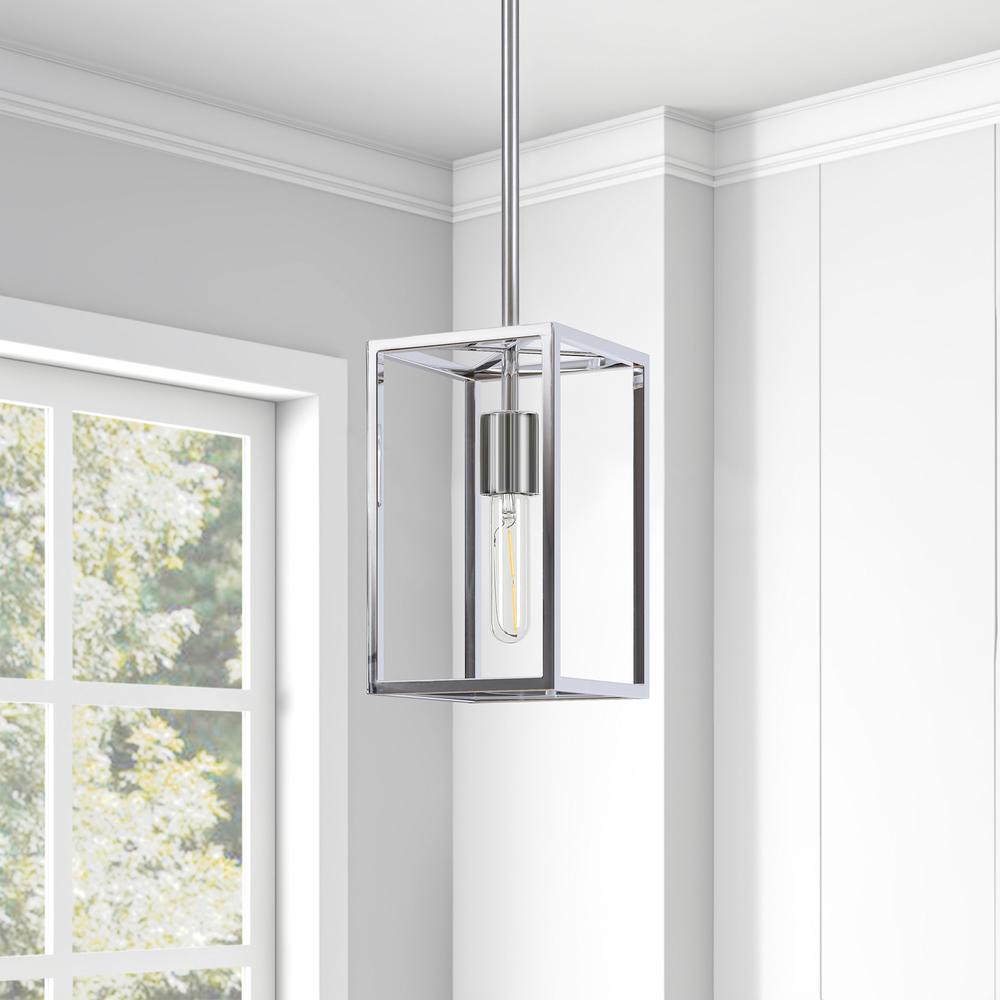 Cuadro 6" Wide Open-Framed Pendant in Nickel/No Shade. Picture 2