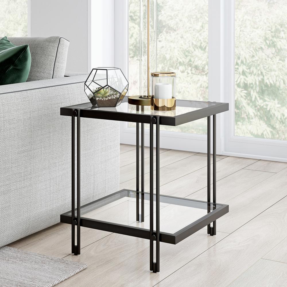 Inez 20'' Wide Square Side Table in Blackened Bronze. Picture 2