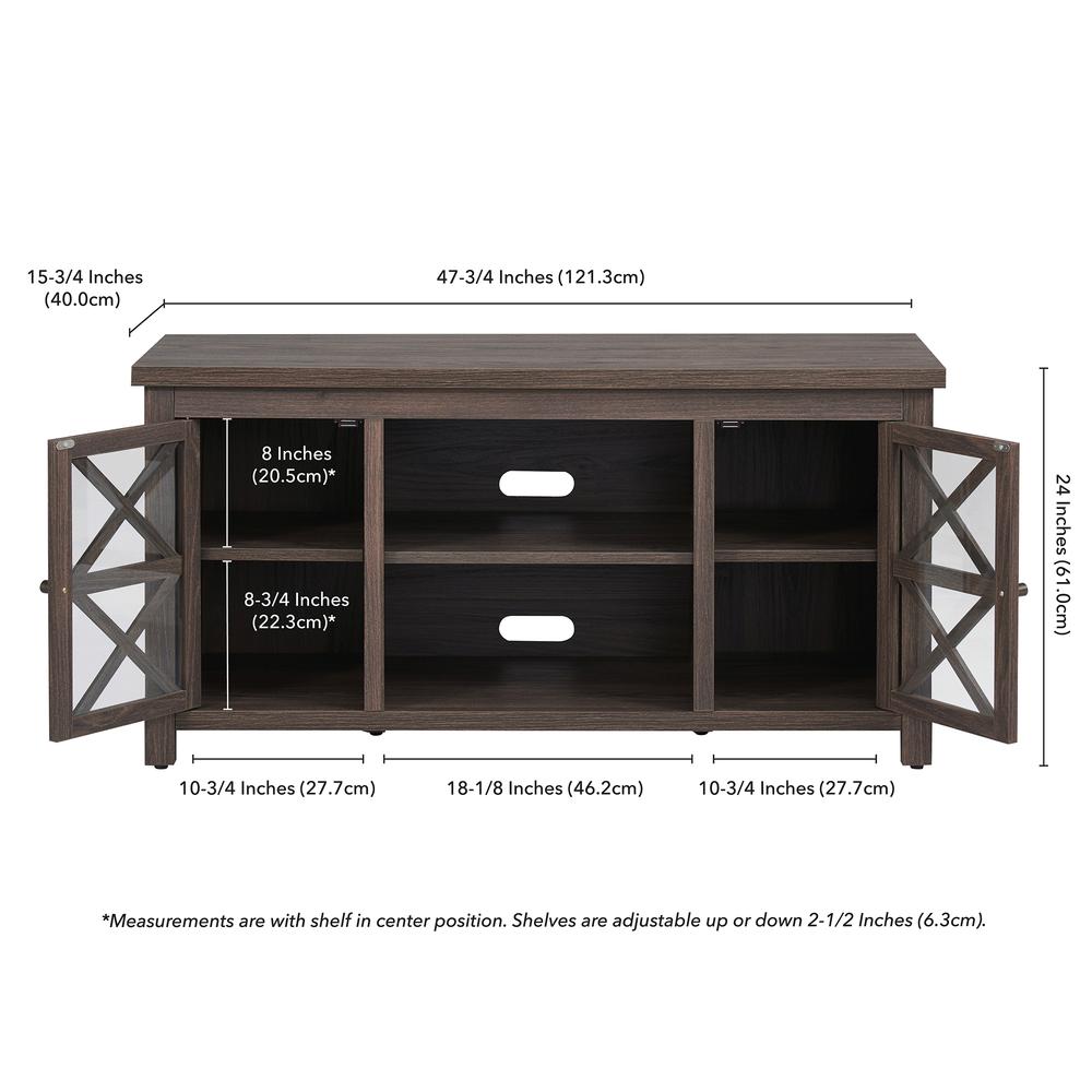 Colton Rectangular TV Stand for TV's up to 55" in Alder Brown. Picture 5