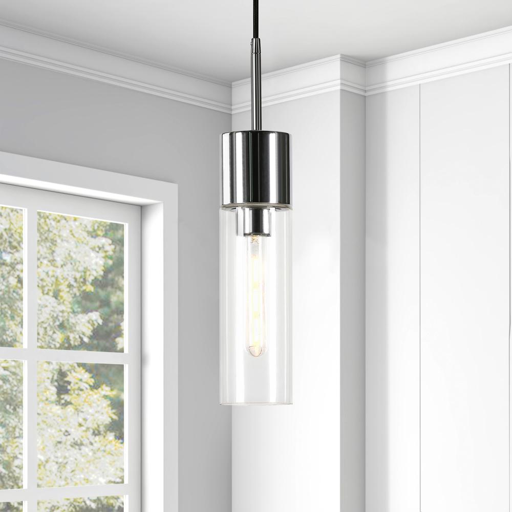 Lance 3.5" Wide Pendant with Glass Shade in Nickel/Clear. Picture 4