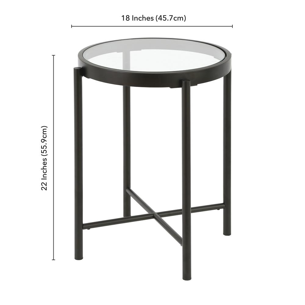 Duxbury 18'' Wide Round Side Table in Blackened Bronze. Picture 5