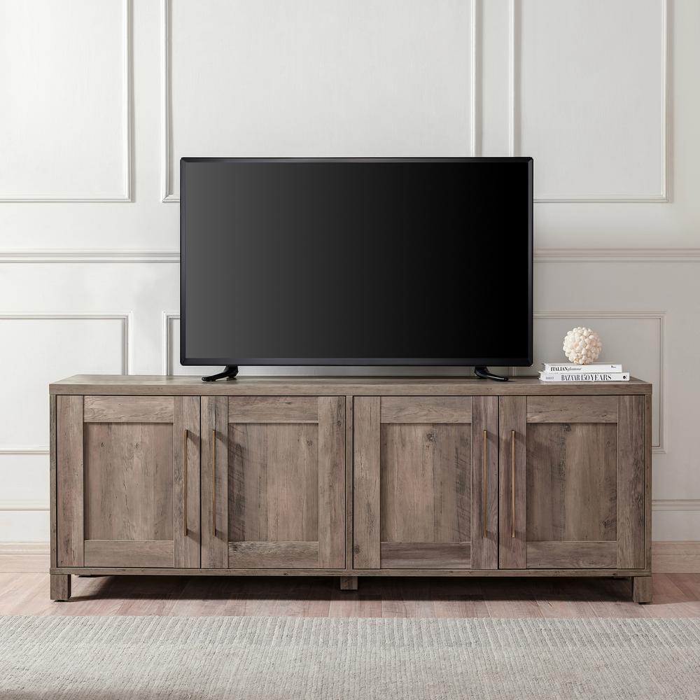 Chabot Rectangular TV Stand for TV's up to 80" in Gray Oak. Picture 4