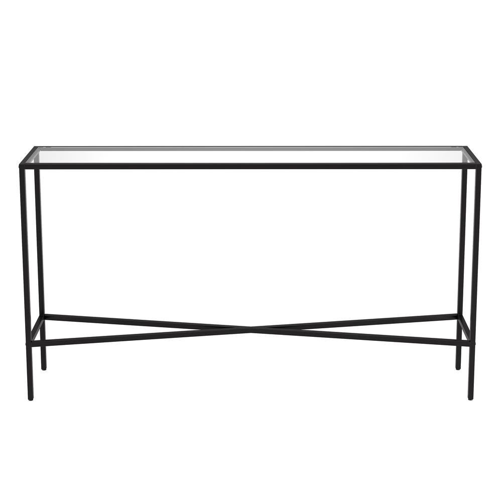 Henley 55'' Wide Rectangular Console Table with Glass Top in Blackened Bronze. Picture 3