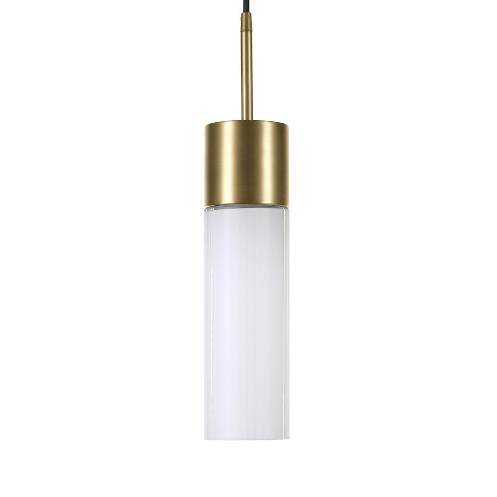 Lance 3.5" Wide Pendant with Glass Shade in Brass/White Milk. Picture 3