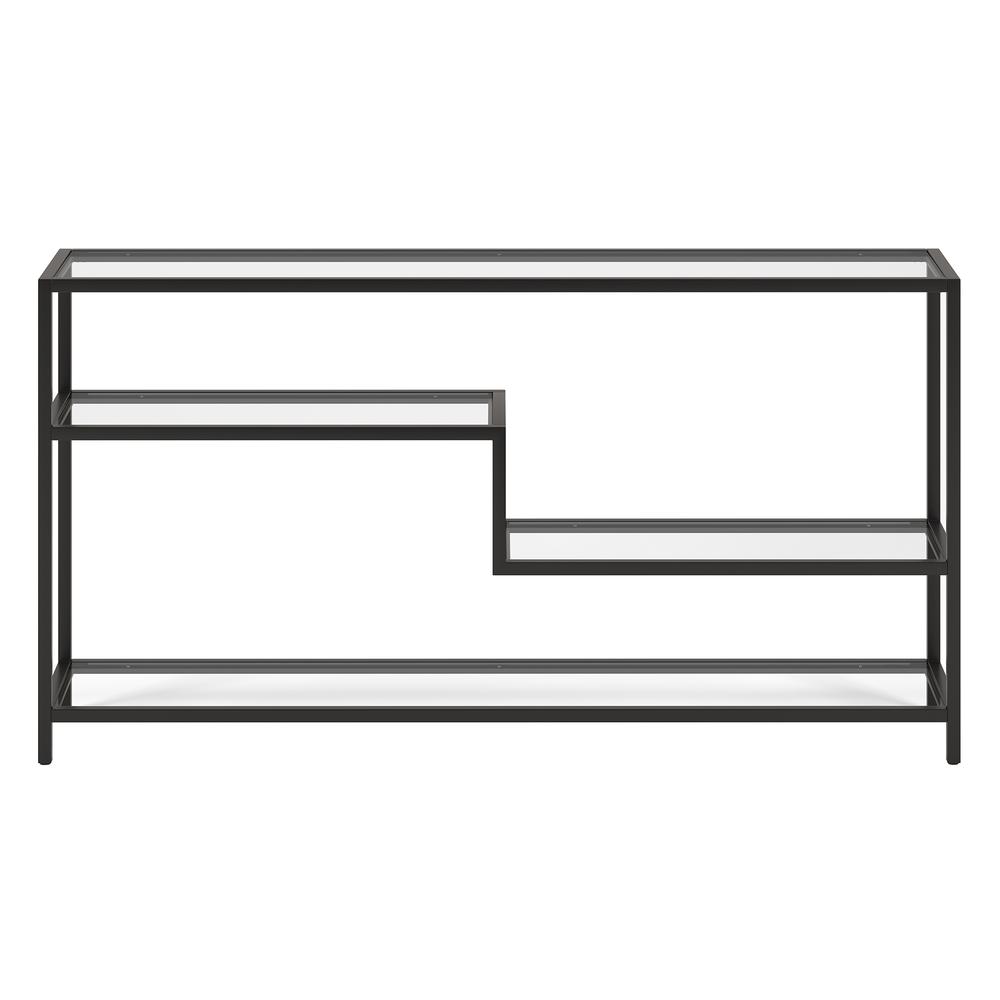 Mathis 55" Wide Rectangular Console Table with Glass Top in Blackened Bronze. Picture 3