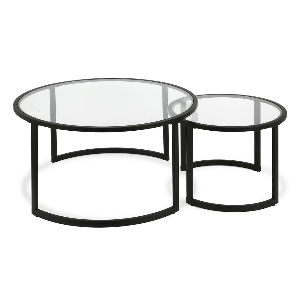 Mitera Round Nested Coffee Table in Blackened Bronze. Picture 3