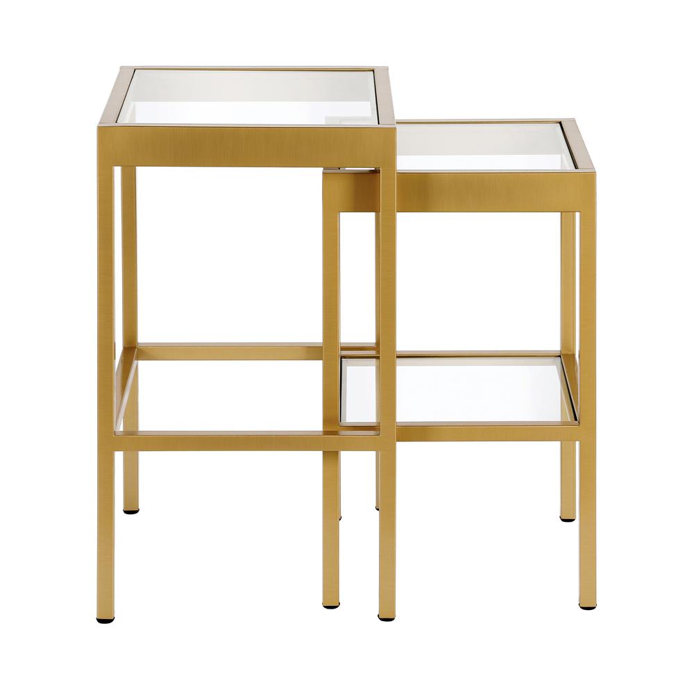 Alexis Rectangular & Square Nested Side Table in Brass. Picture 3