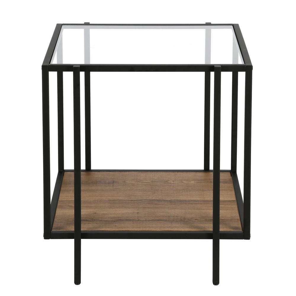 Vireo 20'' Wide Square Side Table with MDF Shelf in Blackened Bronze/Rustic Oak. Picture 3