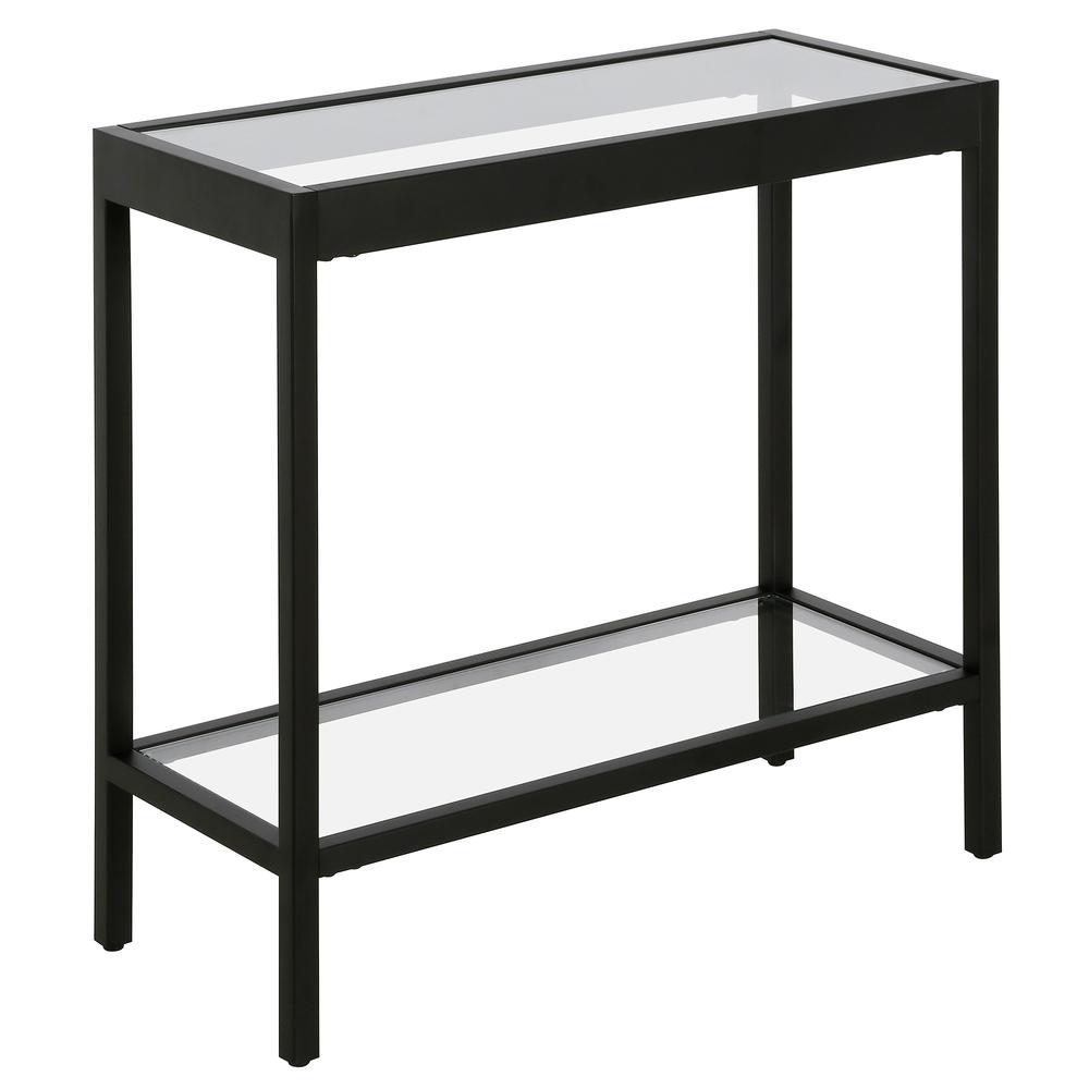 Alexis 24'' Wide Rectangular Side Table in Blackened Bronze. Picture 1