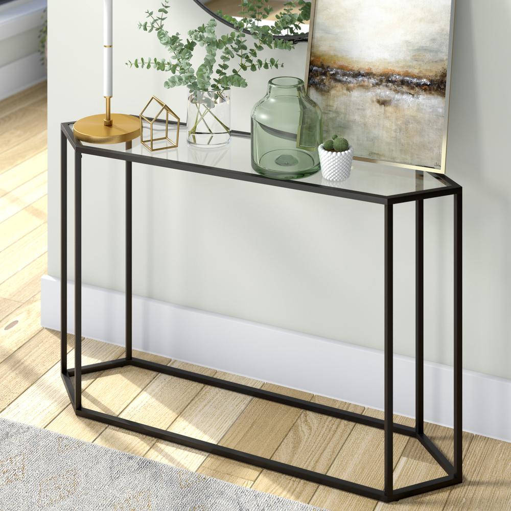 Beck 48'' Wide Hexagonal Console Table in Blackened Bronze. Picture 2