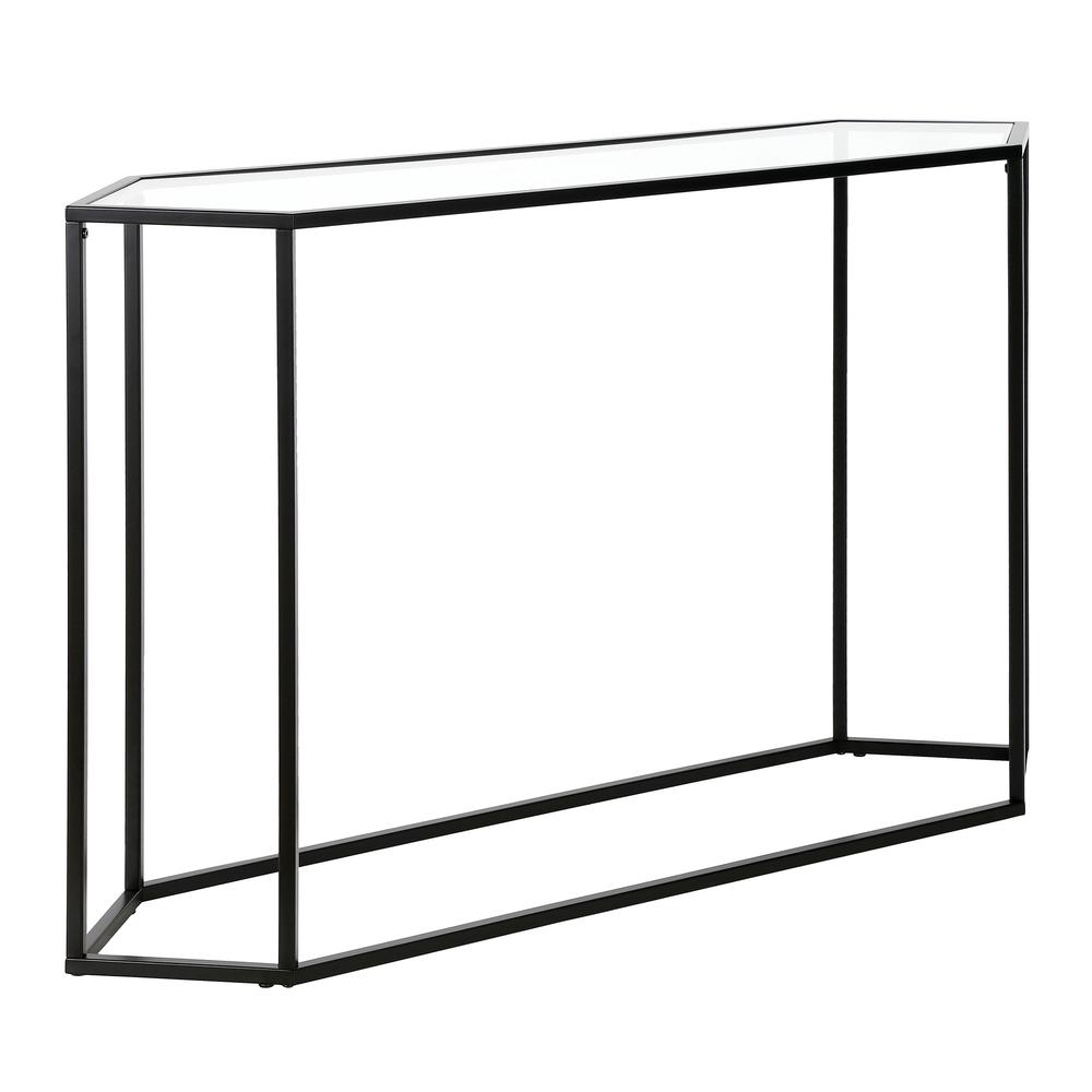 Beck 48'' Wide Hexagonal Console Table in Blackened Bronze. Picture 1