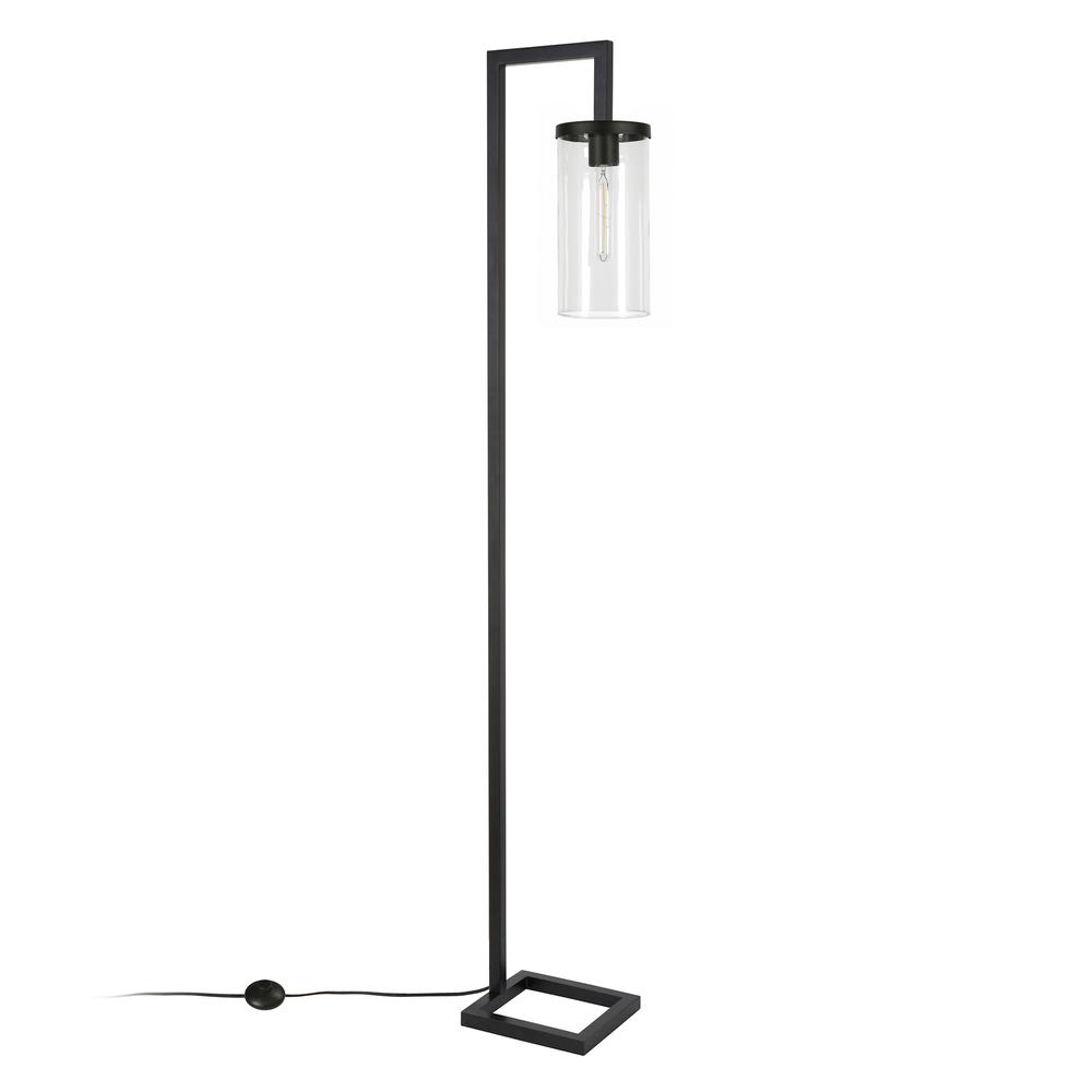 Malva 67.75" Tall Floor Lamp with Glass Shade in Blackened Bronze/Clear. Picture 3
