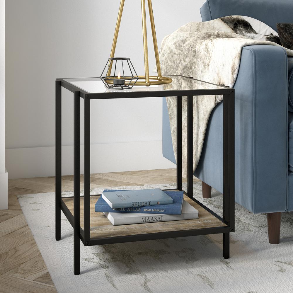 Vireo 20'' Wide Square Side Table with MDF Shelf in Blackened Bronze/Limed Oak. Picture 2