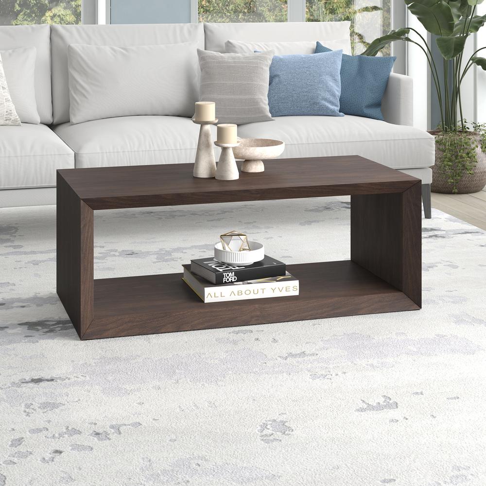 Osmond 48" Wide Rectangular Coffee Table in Alder Brown. Picture 2