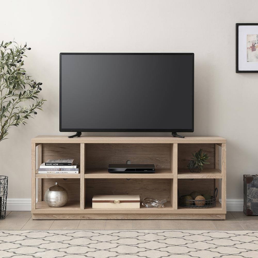 Freya Rectangular TV Stand for TV's up to 65" in White Oak. Picture 4