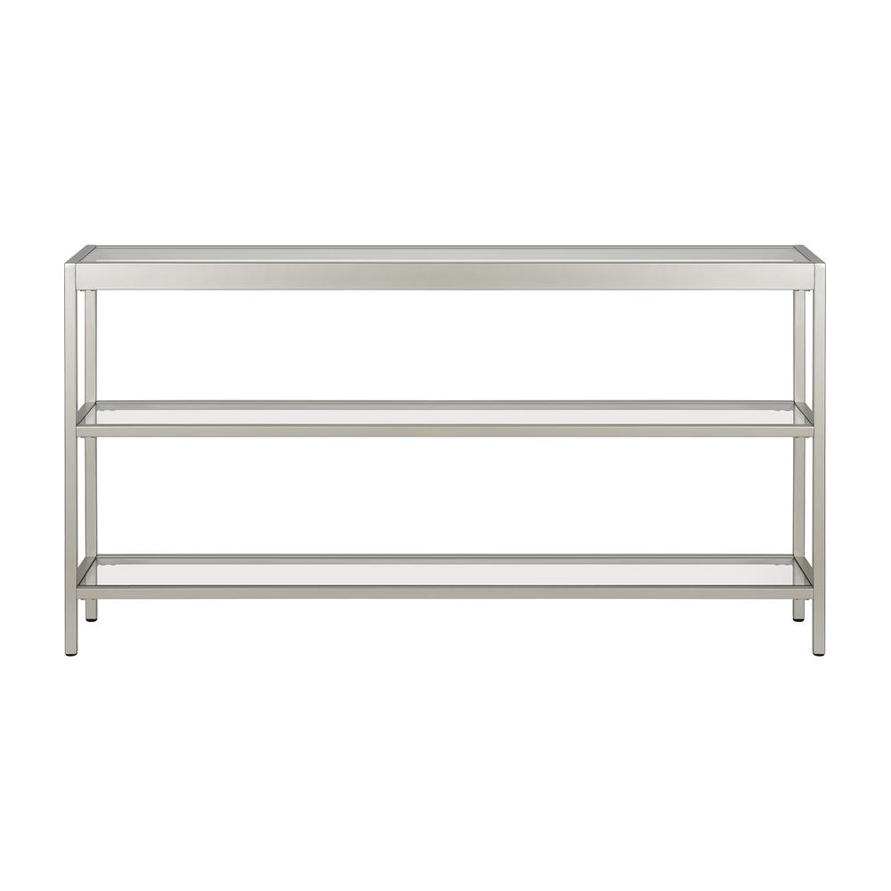Alexis 55'' Wide Rectangular Console Table in Satin Nickel. Picture 3