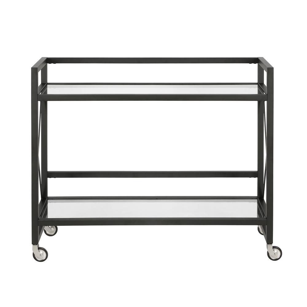 Holly 38'' Wide Rectangular Bar Cart in Blackened Bronze. Picture 3