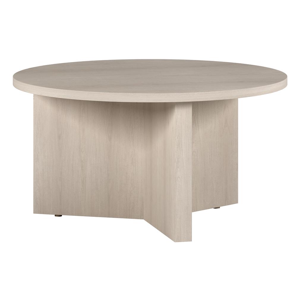 Anders 32" Wide Round Coffee Table in Alder White. Picture 3
