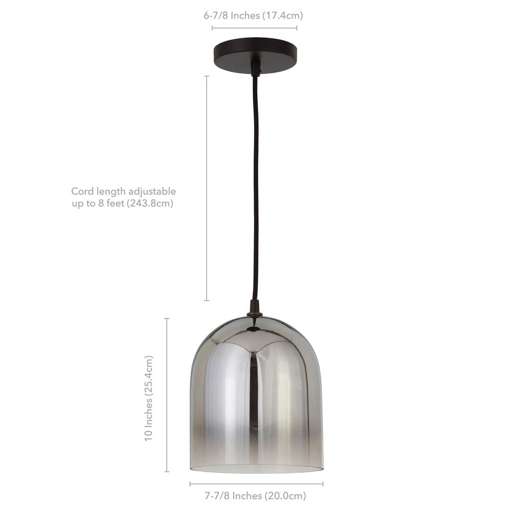 Marit 10" Wide Pendant with Glass Shade in Smoked Nickel/Ombre Smoked Chrome. Picture 4